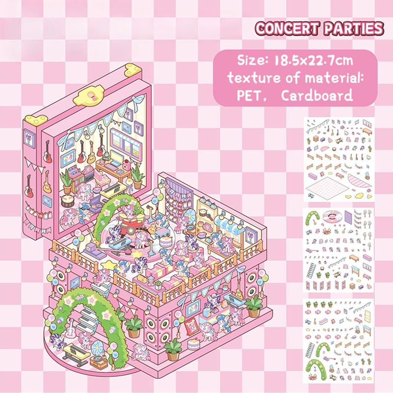 

Мила Мультяшна Капібара Масляний Ведмідь Зроби Сам Мініатюрний Світ Ландшафт Наліпки Мультяшна Кишенькова Сцена Кабінка 3D Наліпки для Складання Кабінки