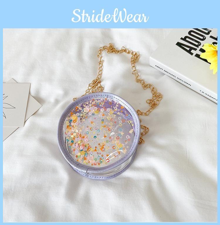 Children Sand Flowing Sequins Transparent Single Shoulder Chain Bag Shoulder