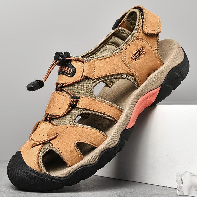 Large size 2025 summer cowhide sandals cowhide outdoor creek shoes casual men's beach shoes sandals