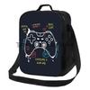 Colorful Video Game Lunch Bags Thermal Lunch Box Insulated Cooler Bag Reusable Tote Shoulder Bag for Outdoor Picnic Meal Office