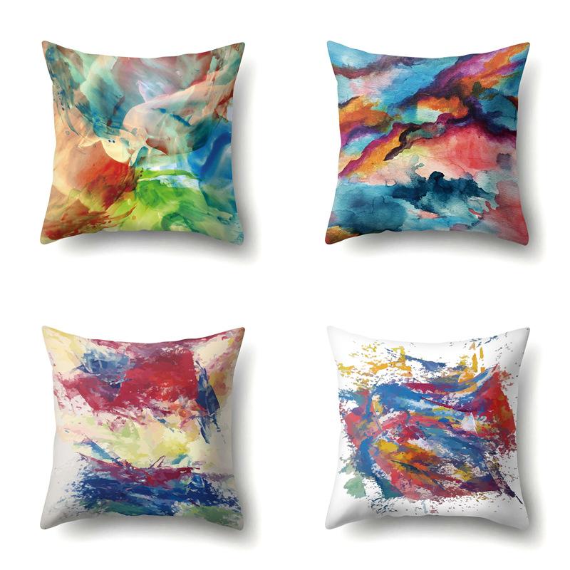 Nordic Modern Abstract Ins Style Polyester Pillow Case Car Decoration Home Printed Waist Cushion Pillow Case