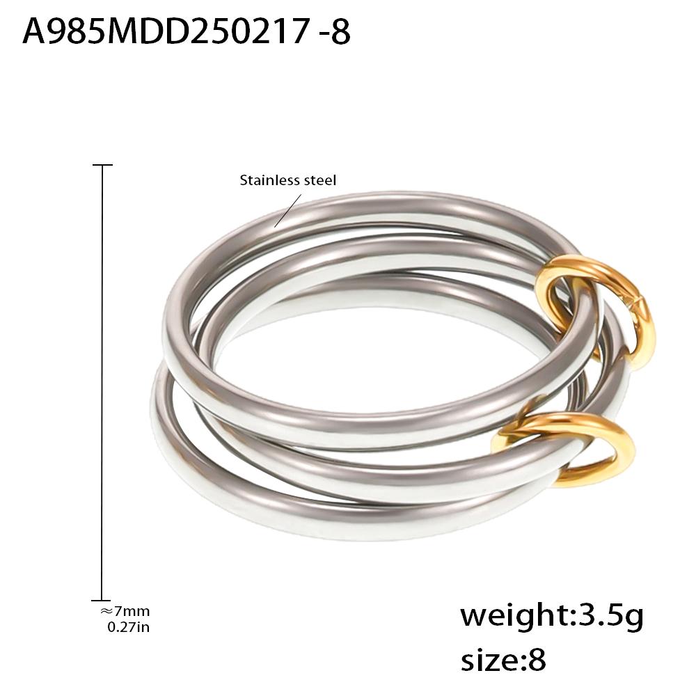 Multi Color Links Stacked Stainless Steel Rings For Women 18k Gold Plated No Fading Rock Hip-hop Style Women's Ring Female Rings