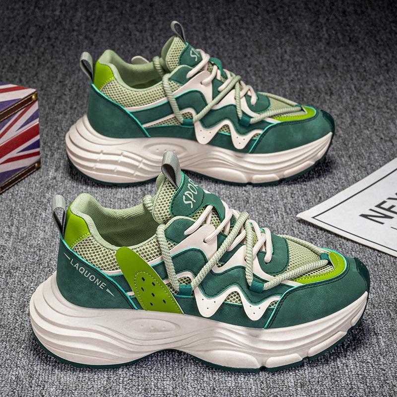 

Модная мужская повседневная обувь Весенняя мода Дышащие кроссовки на платформе Мужская нескользящая обувь на шнуровке для бега Сетка Zapatillas De Hombre 39 зелёный