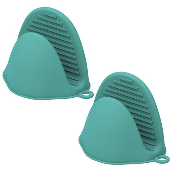 

2Pcs/Set Butterfly Gloves Fingertip Wearing Stripes Heat Insulation Pot Clip Silica Gel Kitchen Insulated Soup Pot Glove for Home светло-синий