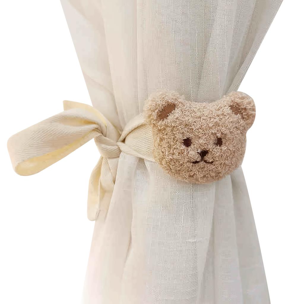 2pcs Modern Polyester Curtain Tiebacks, Adjustable No-Drill 3D Cartoon Animal Design, Creative Window Drapery Holdbacks for Living Room Decor