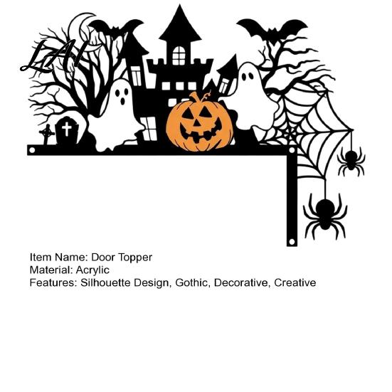 Indoor Halloween Party Supplies Door Topper with Castle Ghost Pumpkin Spider and Bat Silhouette 2D Flat Three Dimensional Hanging Acrylic Corner