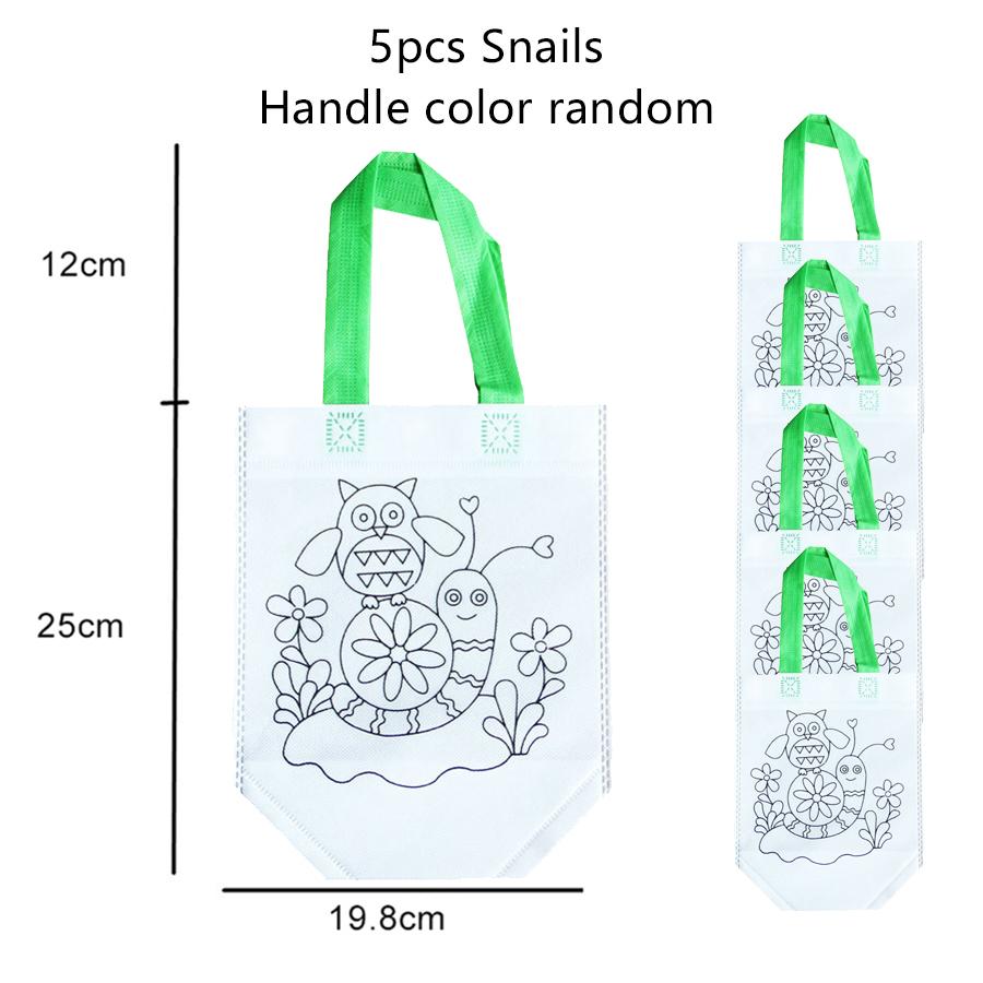 5pcs Graffiti Bag Non Woven Kids Drawing Manual DIY Coloring Environment Protection Children Painting Puzzle Toys Handbag TMZ