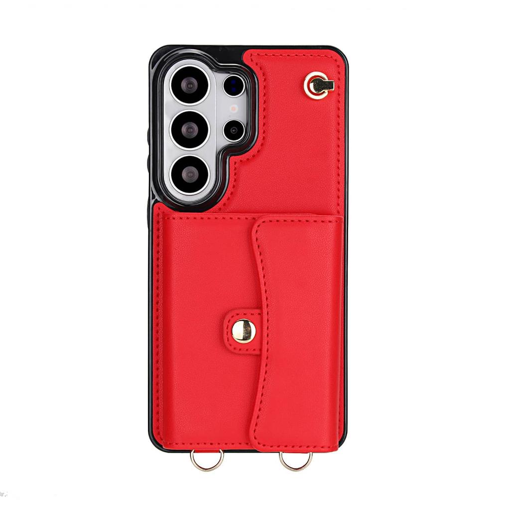 For Samsung Galaxy S26 Ultra S26 Plus S26 PU Leather Wallet Case Flip Cover Card Holder Kickstand Long Lanyard Shockproof Cover