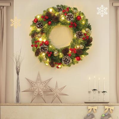Christmas Wreath Xmas with Light Hanging Ornament Winter Decoration