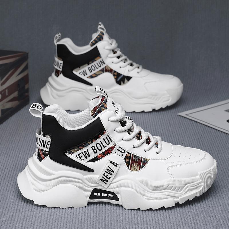 Herren High Top Schuhe 2025 Dicke Sohle Höhensteigernder Trend Stickerei Vielseitig Sport Freizeit Laufen Vater