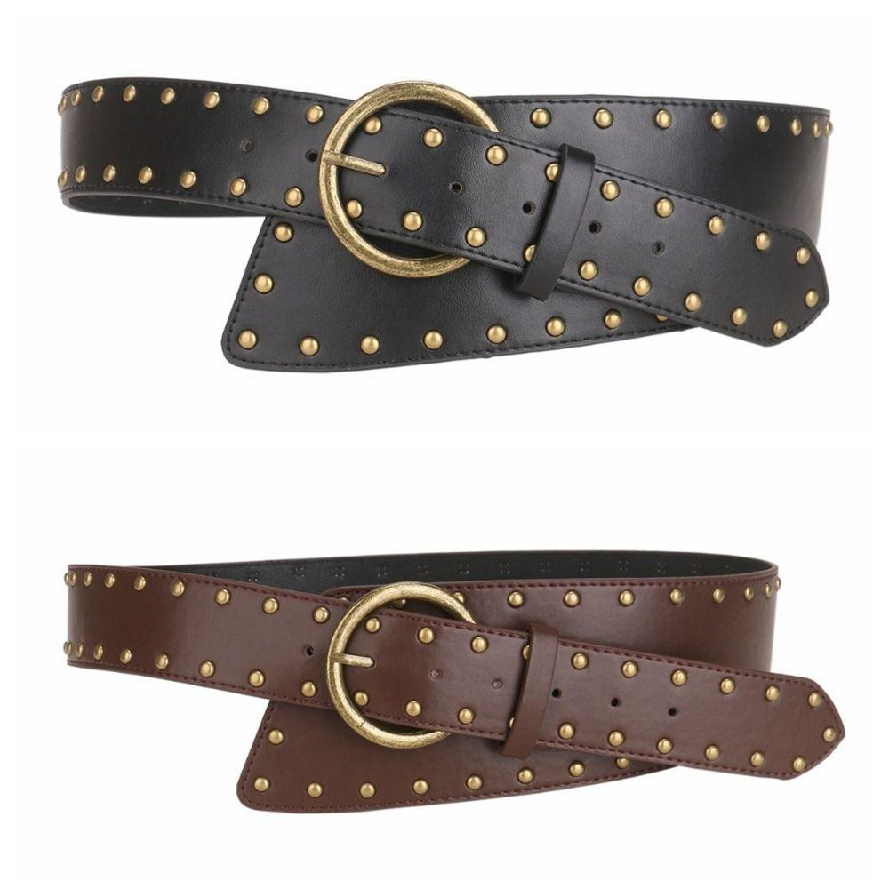 Ceinture à Rivets Métalliques à la Taille Corset de Taille Ajustable Mode Large Ceintures de Cummerbunds Décoratives pour Pantalon