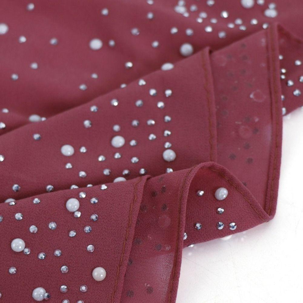 Dustproof Islamic Turban Headband 180*70cm Head Wraps Fashion Beads Shawls  Party Decor