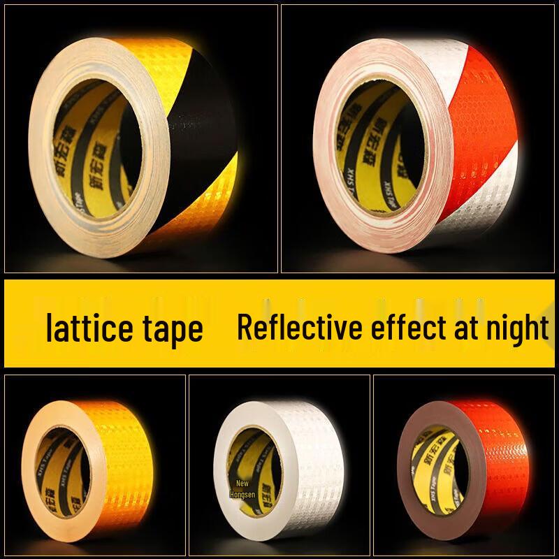 Yellow-Black Lattice Reflective Sticker Roll