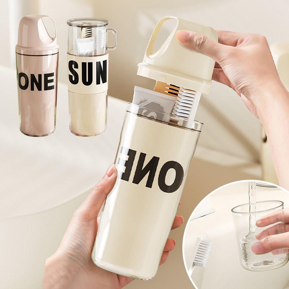 

Good Sealing Toothpaste Storage Box Large Capacity Mouthwash Cup for Home&Travel Beige/B
