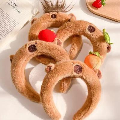 Capybara Plüsch Stirnband für Damen - Verstellbar, nicht fusselnd, hautfreundlich, vielseitig für Herbst/Winter.
