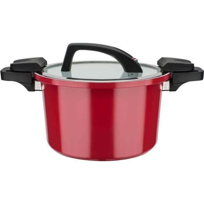 Cuiseur basse pression - GSW - 24 cm - 6 L - Aluminium forgé - Induction - Rouge