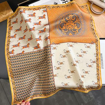 SpringSummer Fashion Horse Print Wraps Elegant Breathable 70*70Cm Scarf Women’S Casual Retro Breathable Sun-Proof Shawl