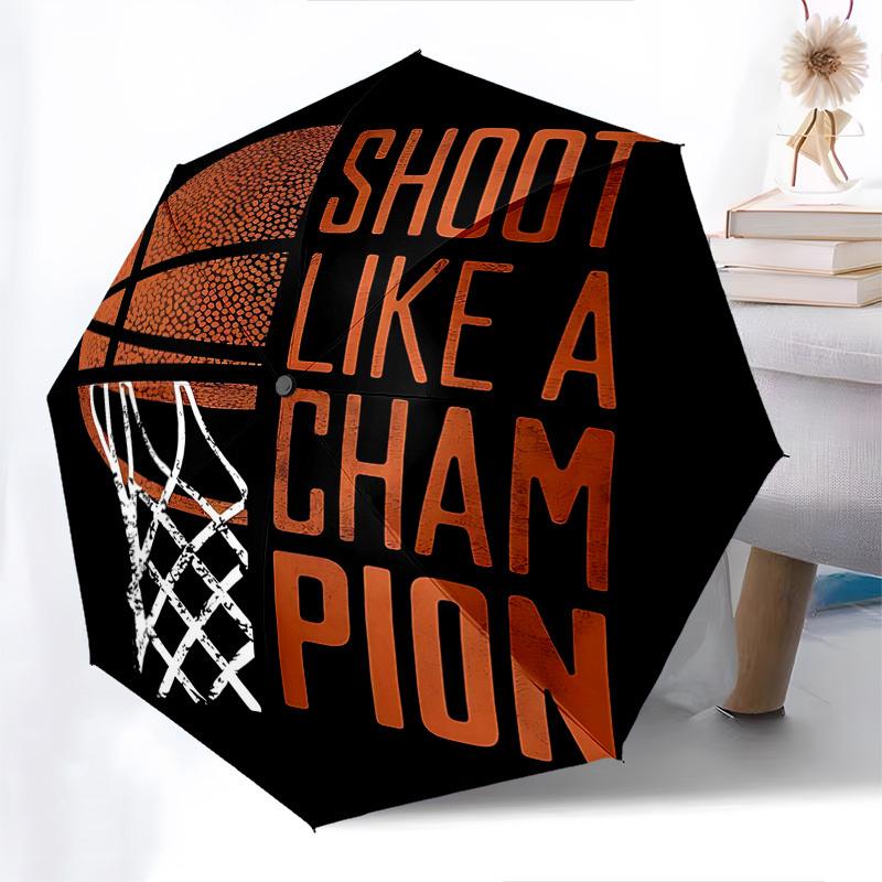 

1pc Shoot Like A Champion: Automatic Folding Umbrella, Portable Tri-Fold Design with Iron Frame, Perfect for Outdoor, Festive Gifts, Travel, Daily Use