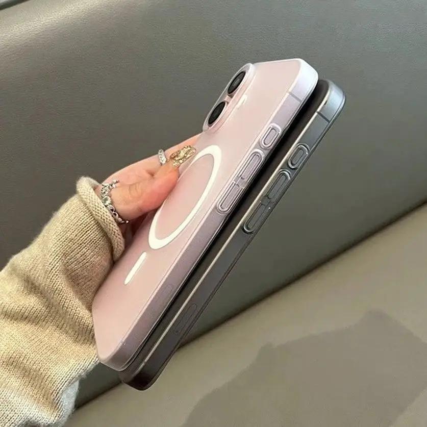 Ultra-dünne Harte Matte Magnetische Hülle Für iPhone 16E 16 15 14 13 12 11 Pro Max 16 Plus Für Magsafe Harte PC Rückseite