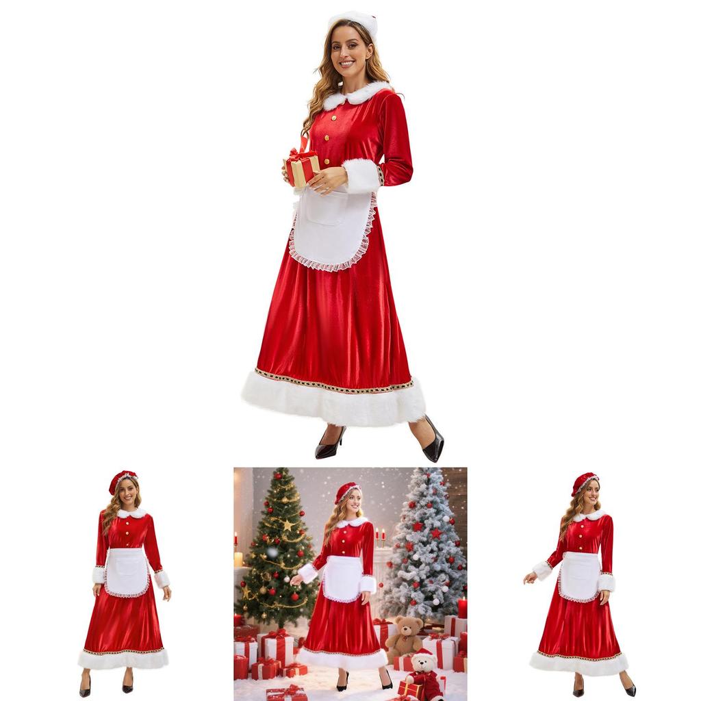 Christmas Santa Costume Dress For Adults With Polyester Fabric For Holiday Parties