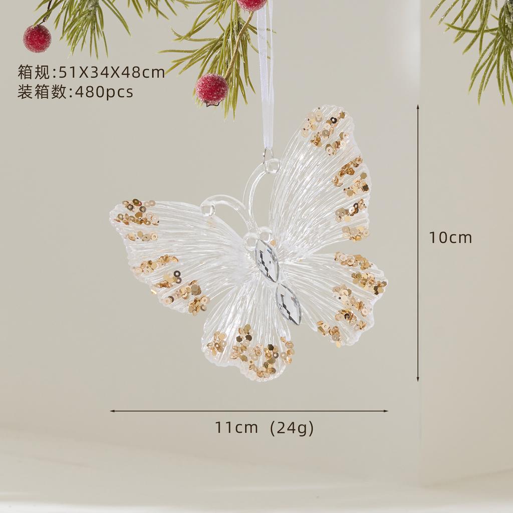 Metal Transparent Acrylic Christmas Ornament String Pendant for Tree Decoration, Festive Dress Hanging Decor with Crystal Effect