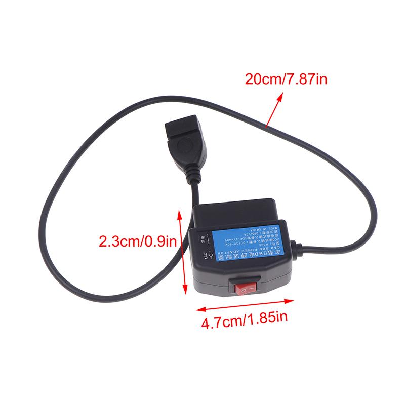 

24-часовой мониторинг парковки 5 В 3 А USB автомобильный зарядный кабель OBD Hardwire Kit с переключателем провода для видеорегистратора видеокамеры транспортного средства DVR чёрный