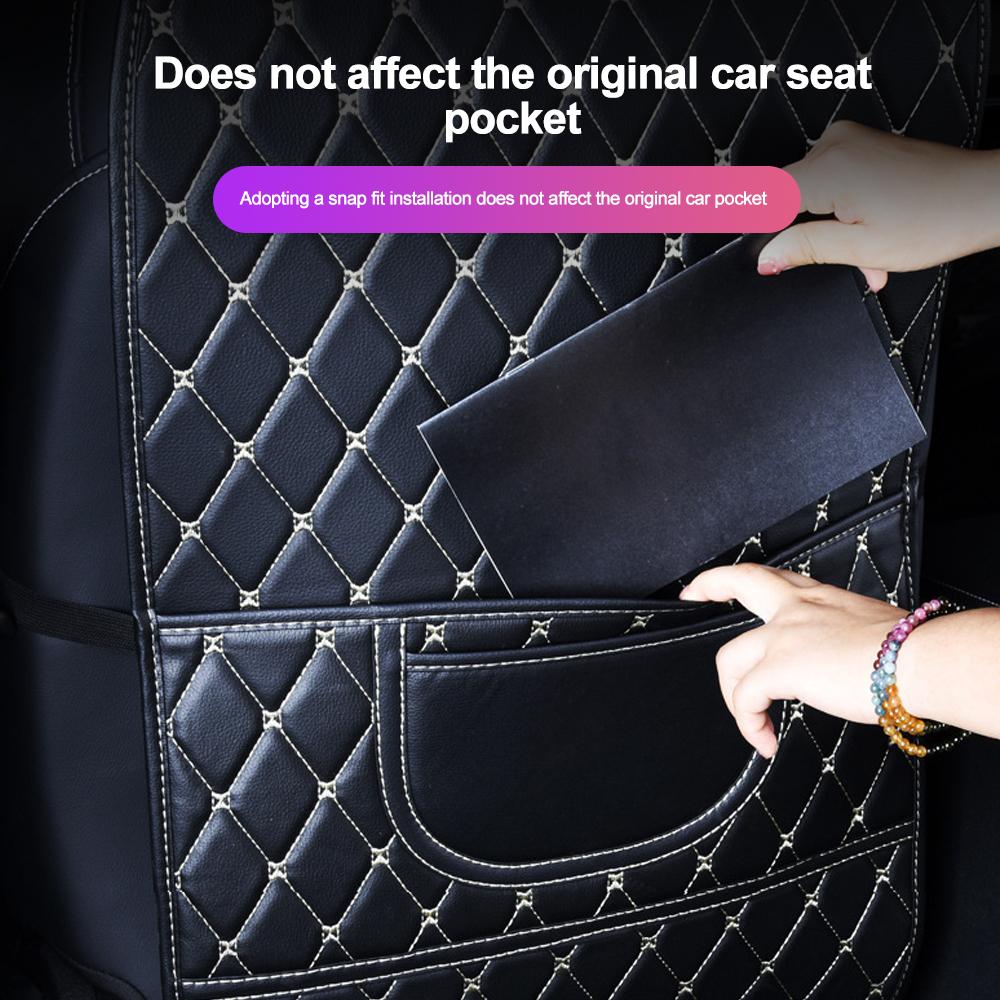 PU Leather Car Seat Back Protector Cover Children Kids Anti-Kick Mat with Storage Bag Auto Back Seats Covers Vehicles Anti Child Kick Anti Dirt Pad