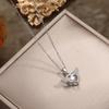 Korean Elegant Heart & Wing Zirconia Titanium Necklace for Women - Stylish Clavicle Chain Jewelry