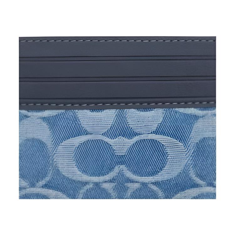 Coach Classic Monogram Leather And Fabric Card Holder Unisex Accessories Denim CDF46-DEN