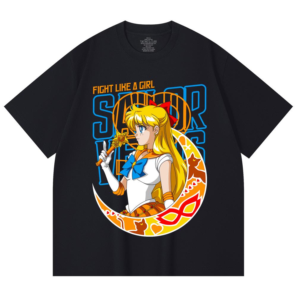 230 Gsm 100% Cotton Sailor Moon V5 Venus Print Unisex Heavy Cotton T Shirt