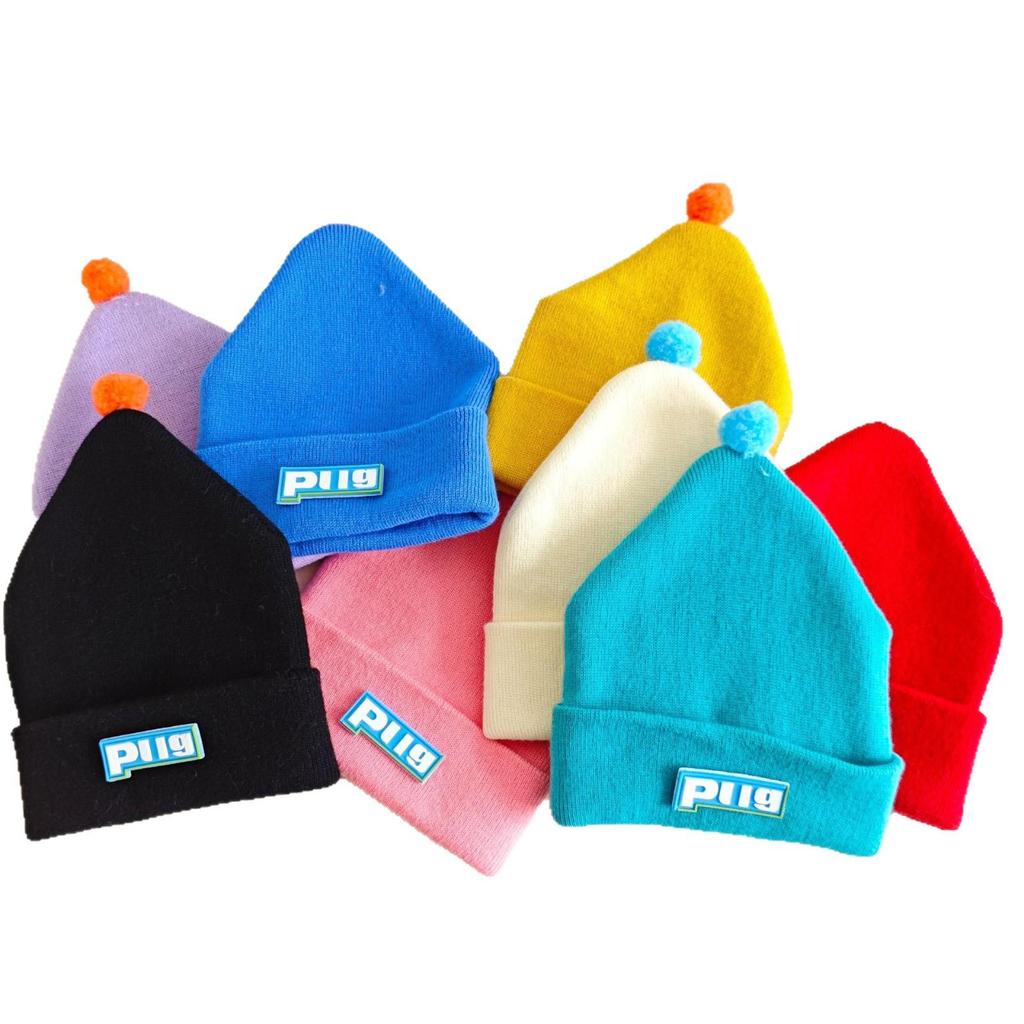 Baby Knit Wool Hat for 0-12 Months - Boys & Girls Solid Color with Letter Sticker - Warm Autumn & Winter Cap