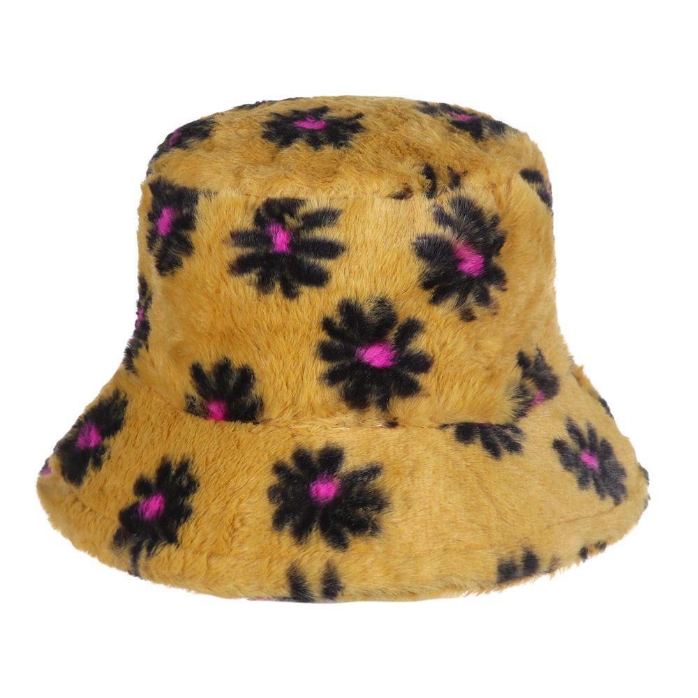 Winter Faux Fur Casual Soft Panama Hat Bucket Hat Fisherman Cap Sun Cap