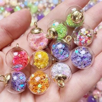 16mm Transparent Star Sequin Crystal Glass Ball Hair Tie & Earring DIY Accessories.