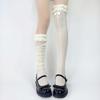 Retro Lolita Lace Bow Over-the-Knee Socks Hollow Lace Mary Jane Sweet Mid-Calf Socks Summer Thin Short Socks