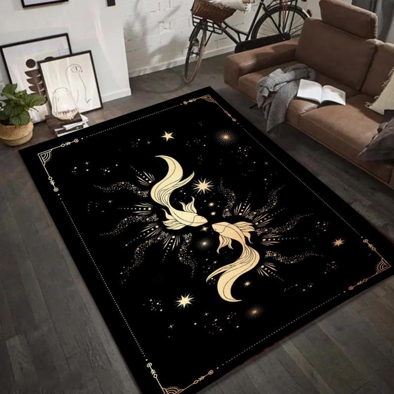 Celestial Moon Phase Rug - Witchy Gothic Starry Night Carpet Mat for Living Room Home Decoration Home Living Room Decoration