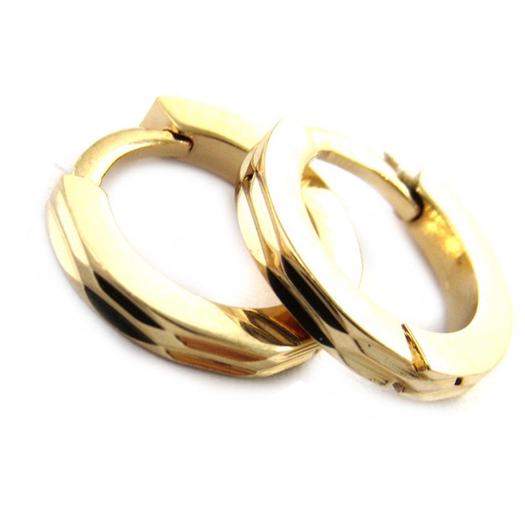 Les Trésors De Lily [M8706] - Gold Plated Hoop Earrings 'Choreography' - 11 Mm 3 Mm