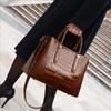 Elegant Brown Croco-Embossed Cowhide Tote Bag – Stylish & Practical for Everyday Use