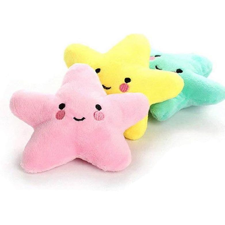 Pet Bite Squeaky Toys Smile Star Cute Stuffed Toys for Dogs Puppy Biting BB Sound Chew Squeaker Cloud Shape Plush Toy for Cats & Small Animals