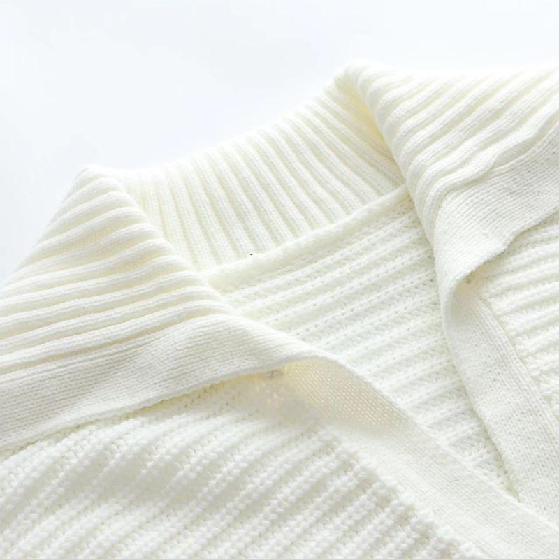 IHUASU Podzimní a zimní rukáv Volný Jednobarevný Svetr s dlouhým rukávem Dámský svetr s výstřihem do V