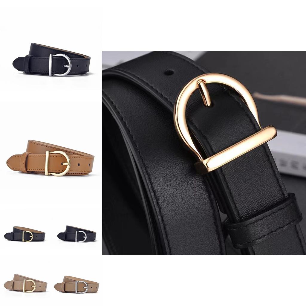 Casual Womens Leather Belt With Silver Or Gold Alloy Buckle For Fashionable Looks