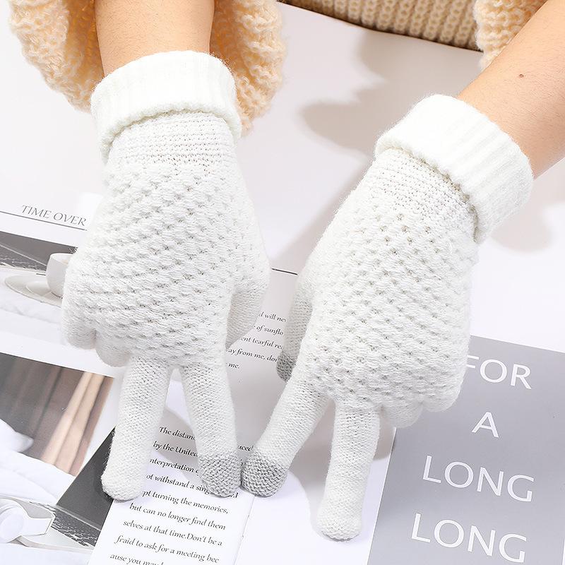 Neue verdickte Handschuhe für Herren und Damen, Herbst und Winter, warm und kältebeständig, für den Außenbereich, Reiten, gestrickte Wollhandschuhe