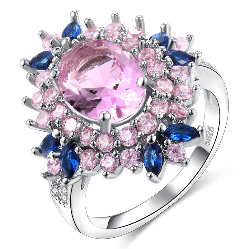 Accessories Colored Flower Zircon Ring Aaa Zirconium Diamond Ring Ring Ring, Ornament