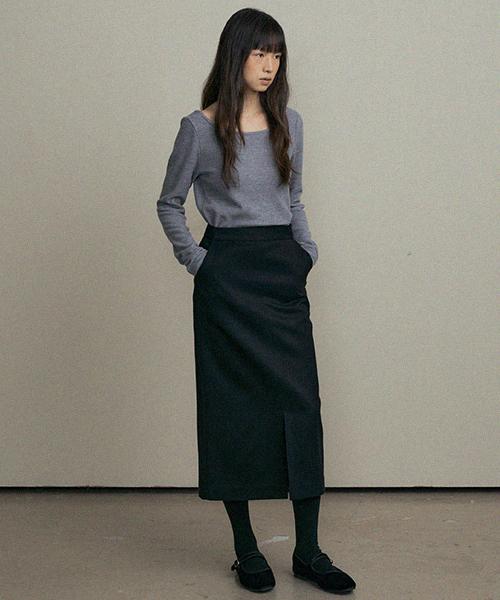 Lingseoul Essential Boat Neck Top-Gray