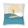 Golden Sunset Surfer Girl Square Pillowcase Polyester Linen Velvet Creative Zip Decor Pillow Case Home Cushion Cover