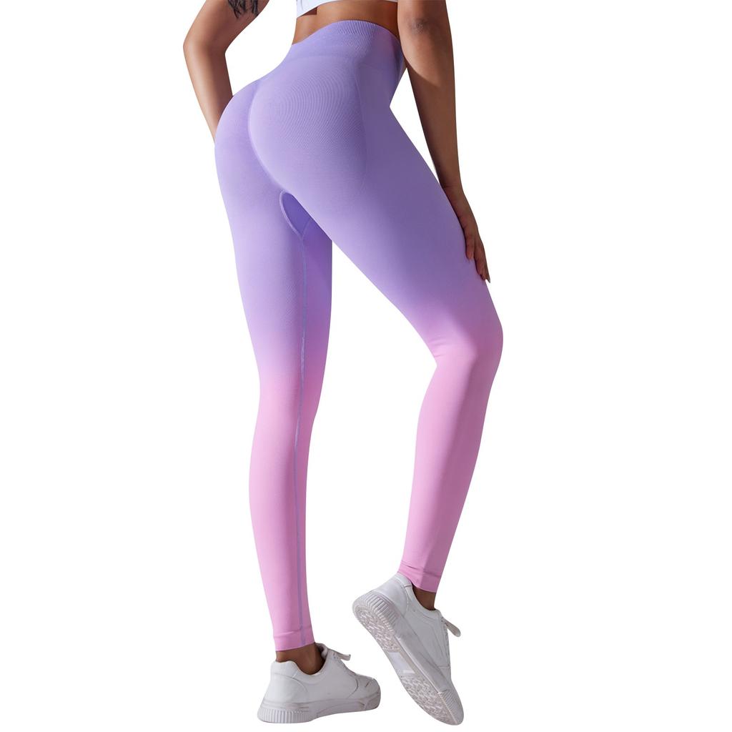 Women's Seamless Gradient Yoga Pants Tight Fitting Hip Lifting Sports Pants Quick Drying Yoga Pants