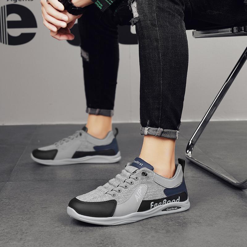 Fashion 2025 Men's Sneakers Summer Fashion Lazy Work Shoes New Trend Leather Splicing Breathable Mesh Sneakers Shoes Tenis Masculino