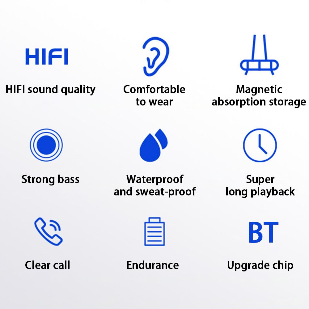 

G03 Magnetic Neckband Bluetooth-compatible Headset Sport Wireless Strong Bass Music Calling Earphone Black