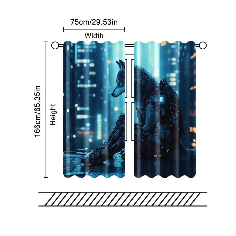 2 pcs   filtering curtains (excluding rods   non-movable   without batteries) A mechanical wolf. for use in bedrooms and living