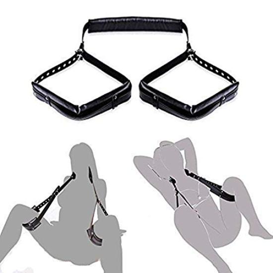 Soxeeh SM Goods Set with and Eye Adjustable SM Belt and Belt Set, 3-Piece M-Shaped Leg-Spreading Restraints, Handcuffs, Mask, Leg-Spreading (Black)