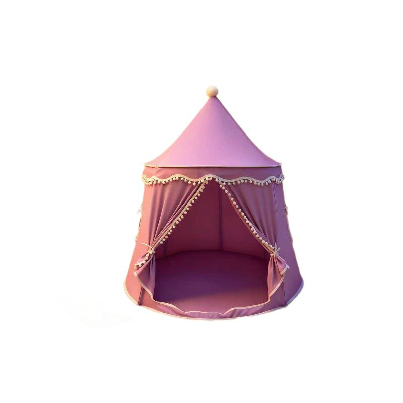 Children's Peach Skin Velvet Yurt Tent - Purple & White Playhouse Castle